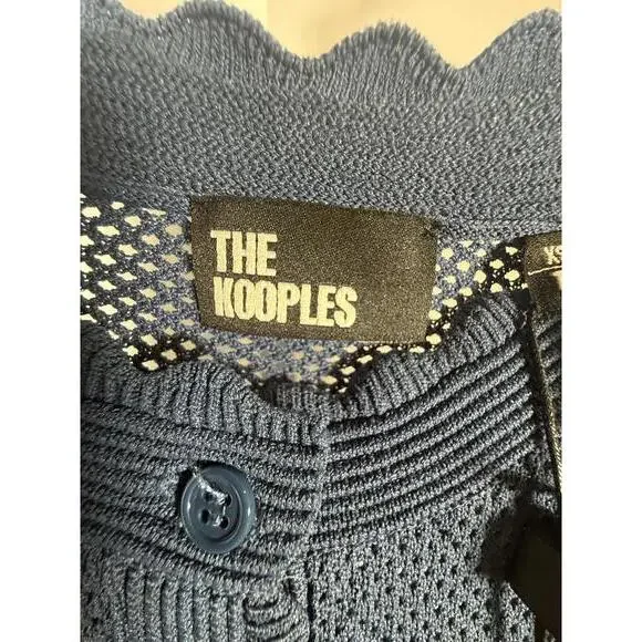 NWT The Kooples NWT Blue Knit Cropped Cardigan Mesh Button Front Size XS